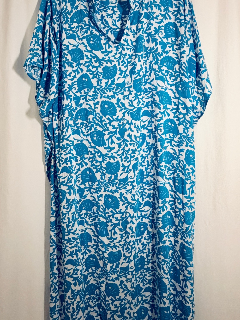 Kate Spade Light Blue Floral Caftan-L/XL - Picture 4 of 6
